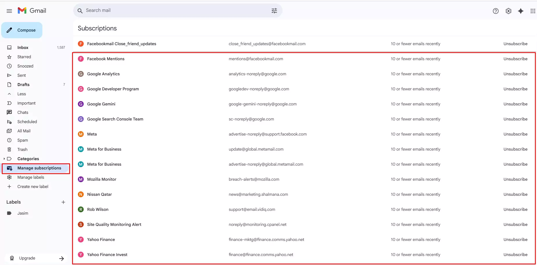 Manage Subscriptions